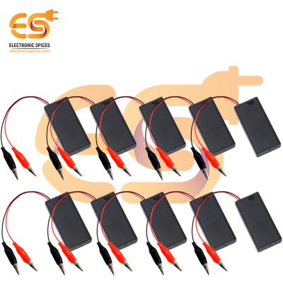 AA 2 cell battery holder hard plastic cover case with on-off switch and alligator clip pack of 100 (2 x 1.5V = 3Volt)