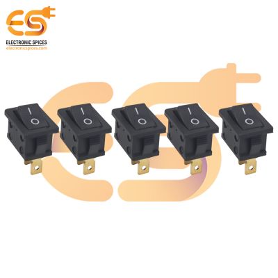 MADE IN INDIA 6A 250V AC Black color 2 pin SPST small plastic rocker switch Copper pin pack of 5pcs