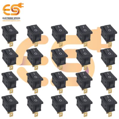 MADE IN INDIA 6A 250V AC Black color 2 pin SPST small plastic rocker switch Coppers pins pack of 100pcs