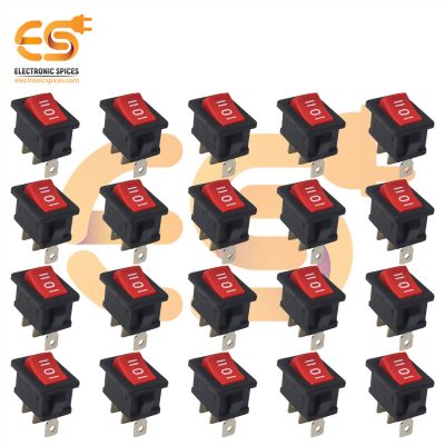 MADE IN INDIA 6A 250V red color 3 pin SPCO small plastic rockers switches pack of 100pcs