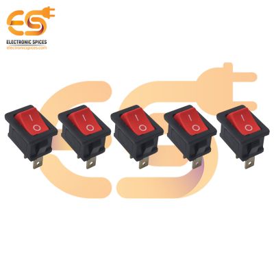 MADE IN INDIA 6A 250V AC red color 2 pin SPST small copper rocker switch pack of 5pcs