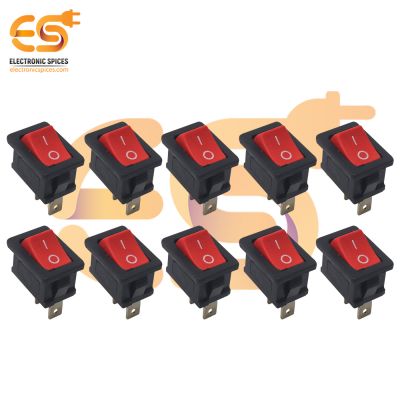 MADE IN INDIA 6A 250V AC red color 2 pin SPST small copper rocker switches pack of 20pcs