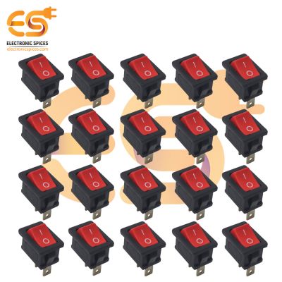MADE IN INDIA 6A 250V AC red color 2 pin SPST small copper rockers switches pack of 100pcs