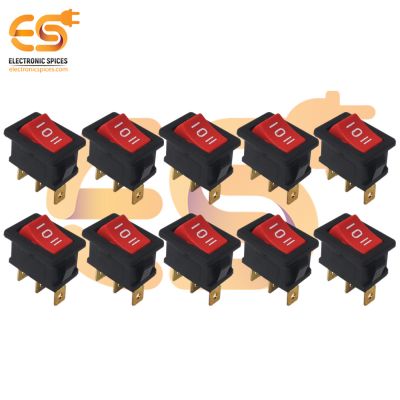 MADE IN INDIA 6A 250V red color 3 pin SPCO small plastic rocker switch Copper pins pack of 20pcs