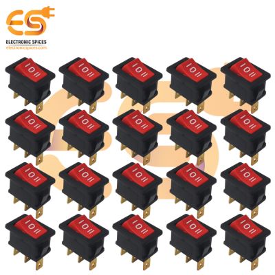MADE IN INDIA 6A 250V red color 3 pin SPCO small plastic rocker switch Coppers pins pack of 100pcs