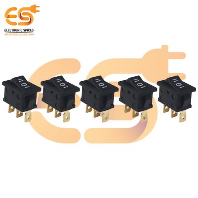 MADE IN INDIA 6A 250V black color 3 pin SPCO small plastic rocker switch Copper pin pack of 5pcs
