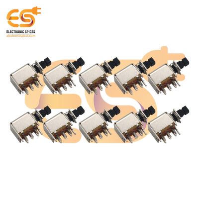 SPCO 0.5A 50V 6 pin L shape metal body panel mount plastic handle push switches pack of 20pcs