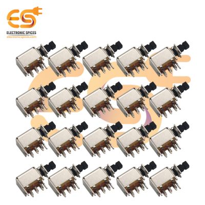 SPCO 0.5A 50V 6 pin L shape metal body panel mount plastic handles push switches pack of 100pcs