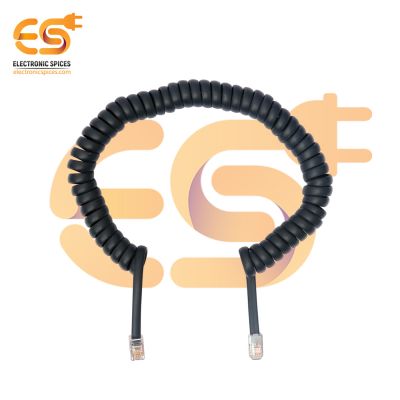 Landline phone handset cable 4P4C Telephone accessory Black coiled wire 8 ft uncoiled and 1.4 ft coiled