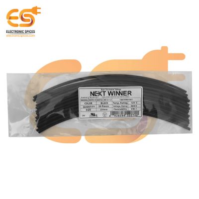 NEXTWINNER 3mm Black color polyolefin heat shrink tube 254mm long pack of 20pcs