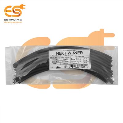 NEXTWINNER 5mm Black color polyolefin heat shrink tube 254mm long pack of 20pcs