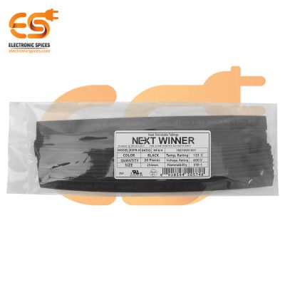 NEXTWINNER 8mm Black color polyolefin heat shrink tube 254mm long pack of 20pcs