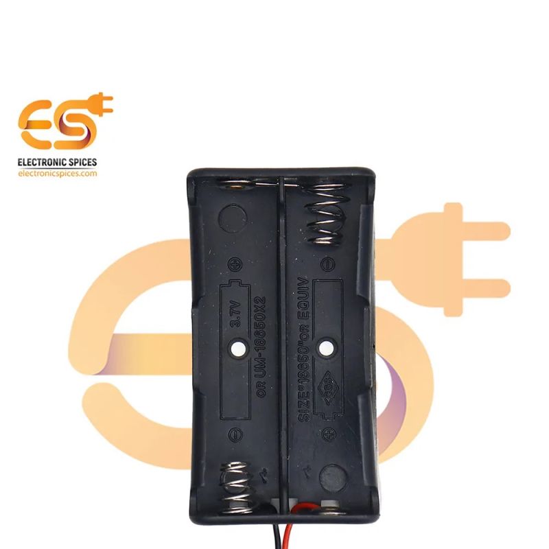 18650 3.7V 2 battery holder hard plastic case with wire pack of 100 (3.7V x 2 battery = 7.4Volt)