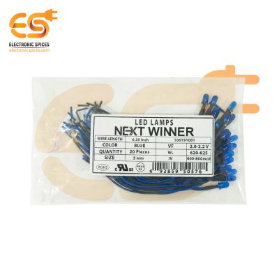 NEXTWINNER 5mm Blue color LED round shape with wire attach pack of 20pcs (Blue in Blue)