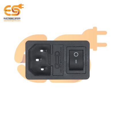 C14 AC 250V 10A Panel mount plug adaptor power socket connector 3 pins with Black color Rocker switch and Fuse slot
