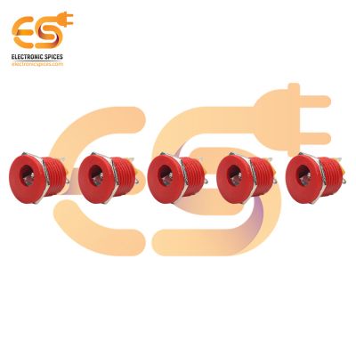 DC-099 5.5mm x 2.1mm Red color Female jack 3 pin PCB Panel mount DC power connector pack of 5pcs