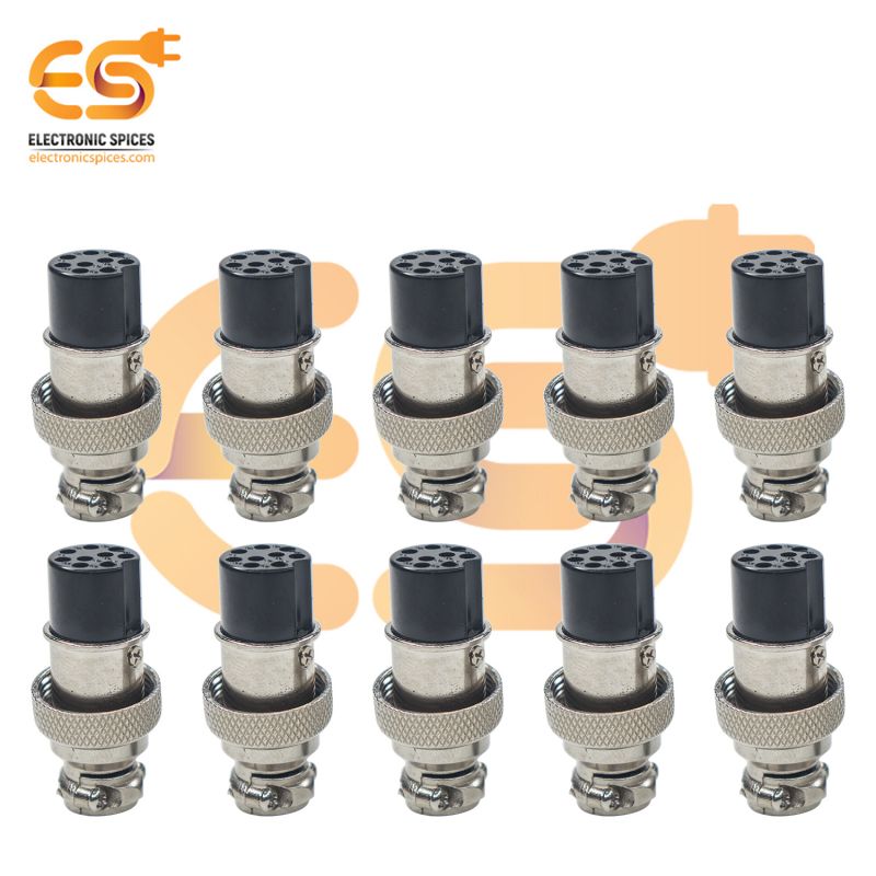 GX16 Female 9 hole 5A metal aviation connectors pack of 10pcs