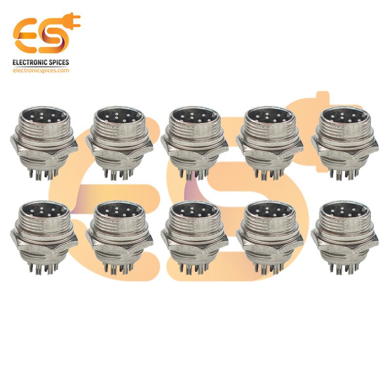 GX16 Male 9 pin 5A metal aviation connectors pack of 10pcs