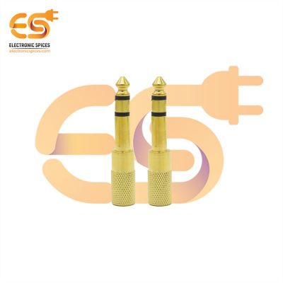 Mono 6.35mm male to 3.5mm female Golden color audio connector pack of 2pcs