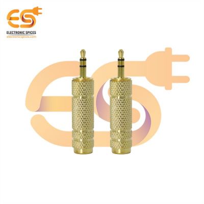 Mono 3.5mm male to 6.35mm female Golden color audio connector pack of 2pcs