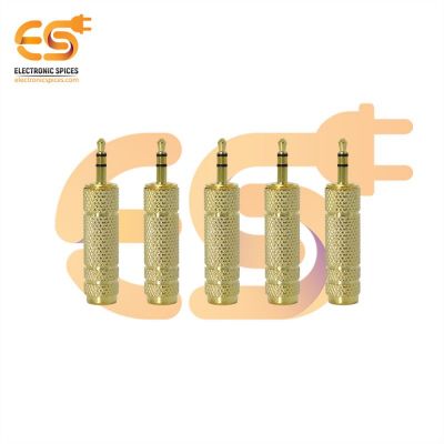 Mono 3.5mm male to 6.35mm female Golden color audio connector pack of 5pcs