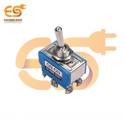 15Amp 250V 6 Pin Mini Toggle Switch ON / OFF, Blue Color 2pcs