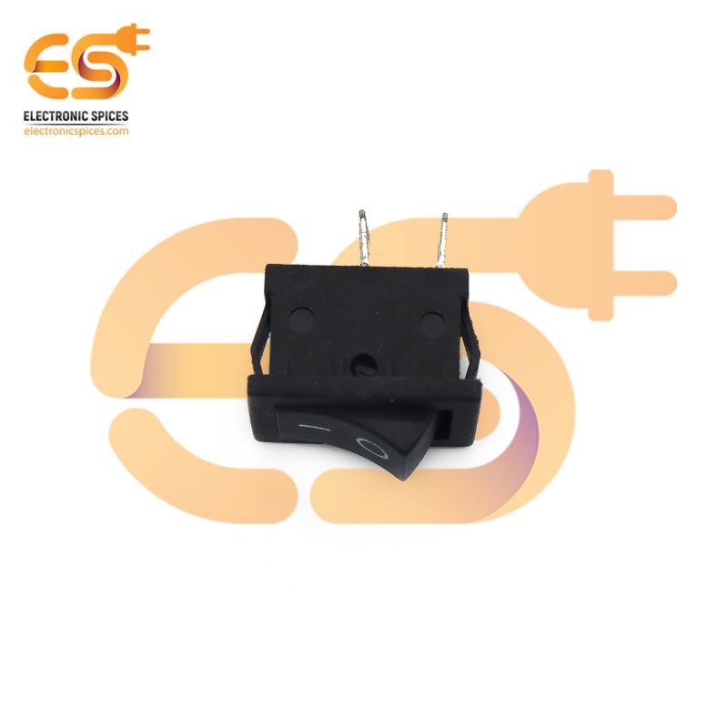 KCD1-B101 6A 250V AC black color 2 pin SPST small plastic rocker switch pack of 5pcs