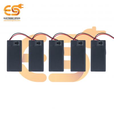 9v Battery Holder Box Case Hard Plastic with Wire Lead On Off Switch Cover pack of 5 (65mm x 30)
