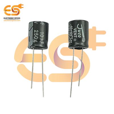 10uf / 250V Electrolytic Capacitors (10 X 13mm) Pack of 5