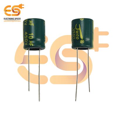 10uf / 450V Aluminum Electrolytic Capacitors (10 X 13mm) Pack of 5