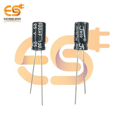 100uf / 25V Electrolytic Capacitors (6.3 X 12mm) Pack of 5