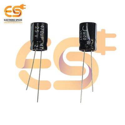 470uf / 25V Electrolytic Capacitors (8 X 12mm) Pack of 5