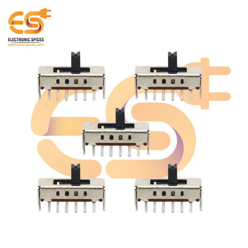 SS14D01 0.3A 30V SP4T 6 pin metal body panel mount plastic handle slide switch pack of 5pcs