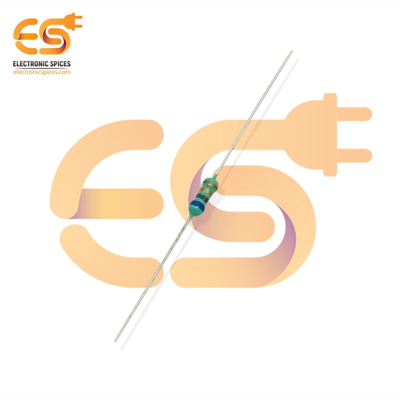 Electronic Spices 50Pcs 6.8 Ohm (Ω) 1/4 (0.25 watt) ±5% Tolerance 6.8 MR Ω ohm MF Through Hole Resistors Axial Lead