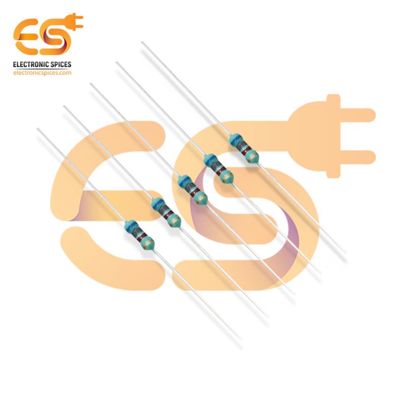 Electronic Spices 50Pcs 6.8k Ohm (Ω) 1/4 (0.25 watt) ±5% Tolerance 6.8k MR Ω ohm MF Through Hole Resistors Axial Lead