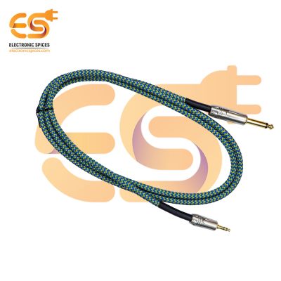 1.5M  Straight Instrument Cable, Nickel Plated Electric Guitar Cord And Amp Cable Nylon (3.5 Stereo to 6.35 Mono)