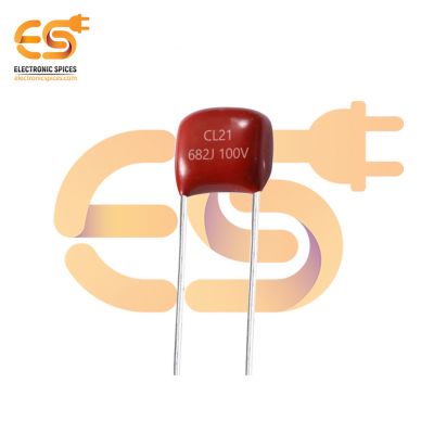 0.0068μF 682J 100V CL21 Metallized Polyester Film Capacitor Pack of 5pcs