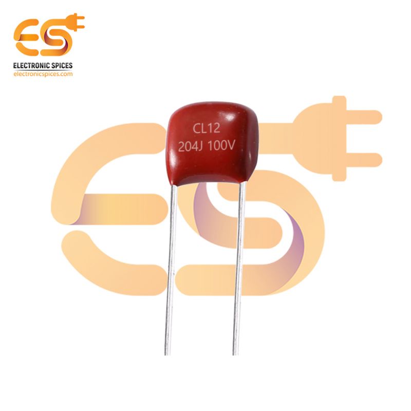 0.20μF 204J 100V CL12 Polyester Film Capacitor Pack of 5pcs