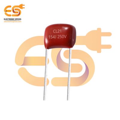 0.15μF 154J 250V CL21 Metallized Polyester Film Capacitor Pack of 5pcs