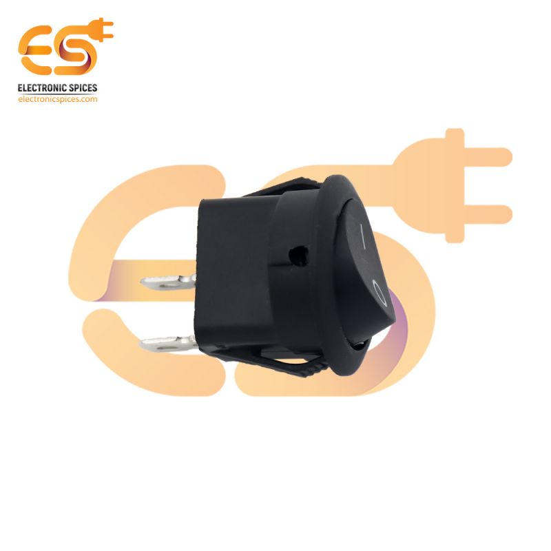 KCD1 T125 6A 250V AC Round black color 2 pin SPST small plastic rocker switch pack of 5pcs