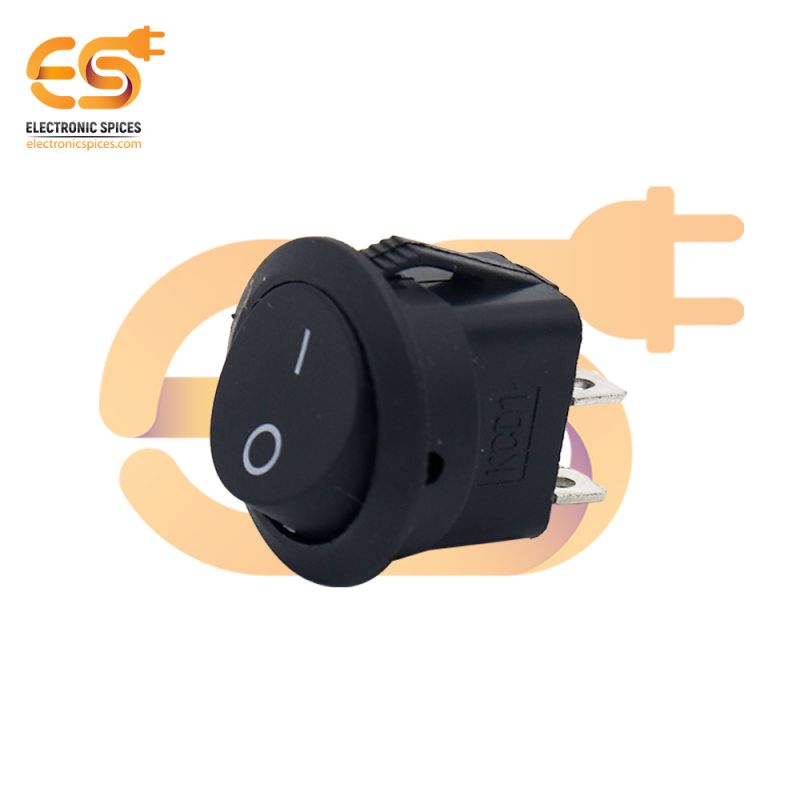 KCD1 T125 6A 250V AC Round black color 2 pin SPST small plastic rocker switches pack of 10pcs