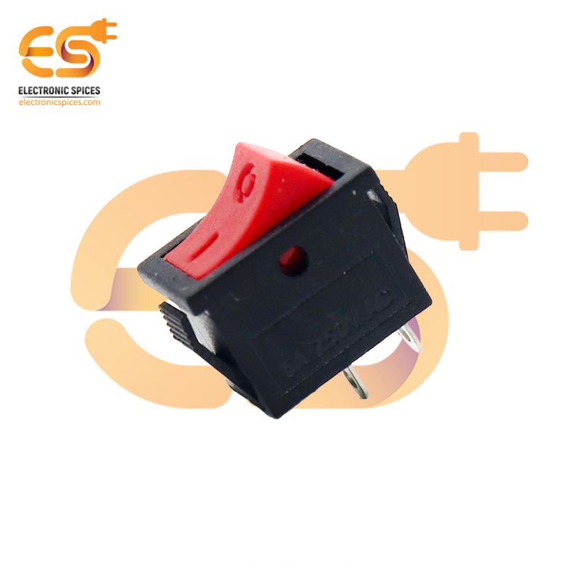 KCD 002 6A 250V AC 2 pin SPST red color mini plastic rocker switches pack of 10pcs