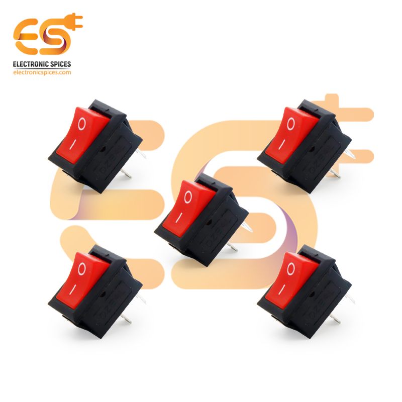 KCD1-B101 6A 250V AC red color 2 pin SPST small plastic rocker switch pack of 5pcs