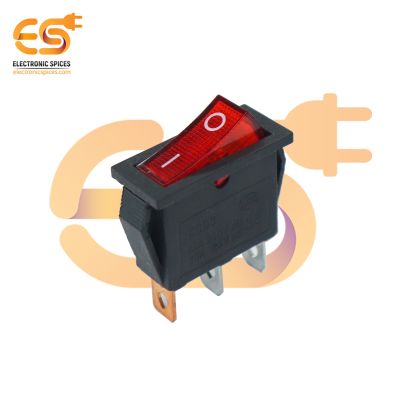 KCD3 15A 250V 3Pin SPST red color plastic rocker switch with indicator pack of 5pcs