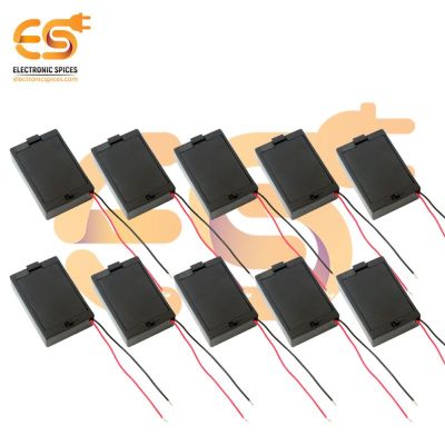 AA 3 Cell battery holder hard plastic front open cover case with on-off switch and wire pack of 10 (1.5V x 3 battery = 4.5Volt)