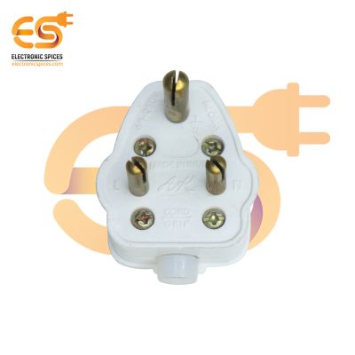 3 Pin plug travel adapter 6A, 240V White color polycarbonate plug