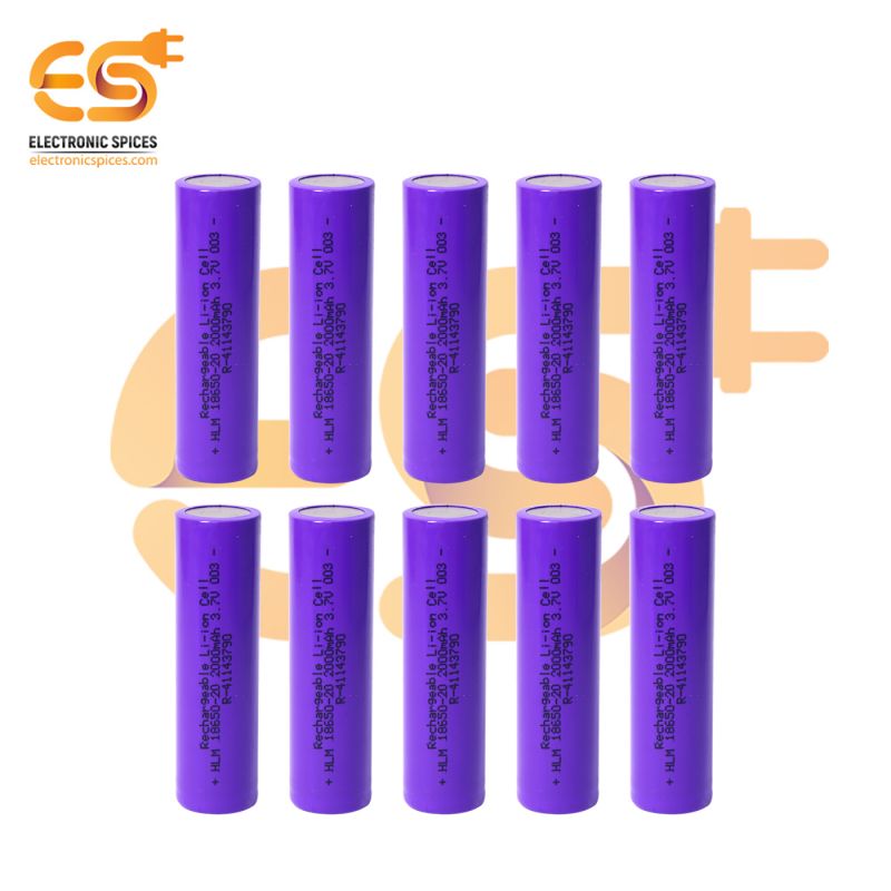 2000mAh 3.7V 18650 Li-ion lithium rechargeable cell battery's pack of 10pcs