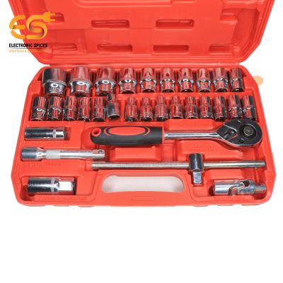 46 Pieces in big red box Ratchet Wrench Socket Tools Set