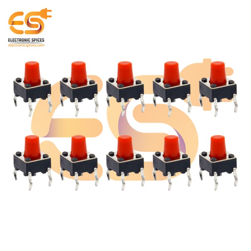 6 x 6 x 7.5mm Red color tactile momentary push button switches pack of 200pcs