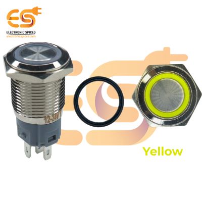 19 mm 12-24V Ring Light Push Button Horn type Metal Switch with yellow Indicator
